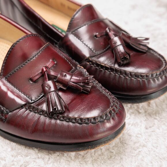Cole Haan Burgundy Leather Tassel Loafers Slip On Shoes Mens Size 9.5 main image 9